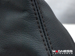 FIAT 500 Gear Shift Boot - Black Italy - Black Leather w/ Black & Gear Shift Pattern 